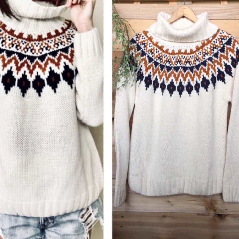 Rachel Zow FAIR ISLE Chunky Turtleneck sweater
